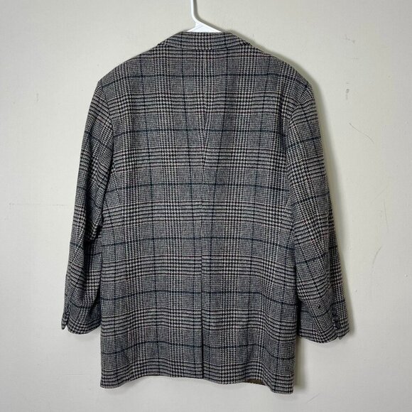 Vtg J. Crew Plaid‎ Blazer Men's 40R Gray Sport Coat 100% Wool Jacket Career USA - Picture 2 of 13